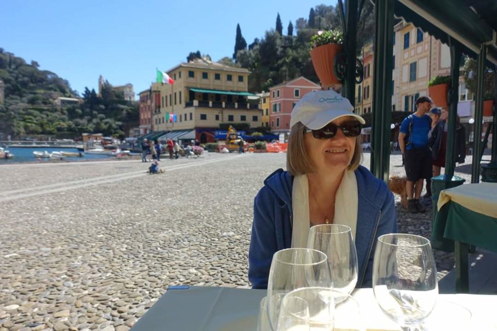 Sipping wine in Portofino