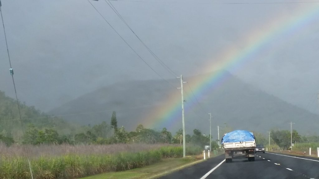 Truck and rainbow